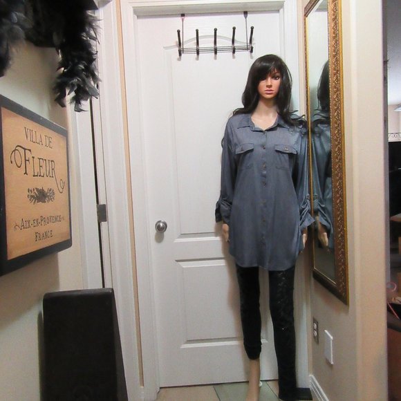 Ladies Long Sleeve Blouse - Blue Jean look SIZE 2X - Picture 4 of 9